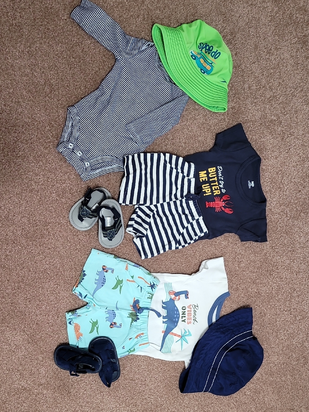 Baby Boys' Summer Outfit Bundle - Navy, Stripe, Mint & Lime